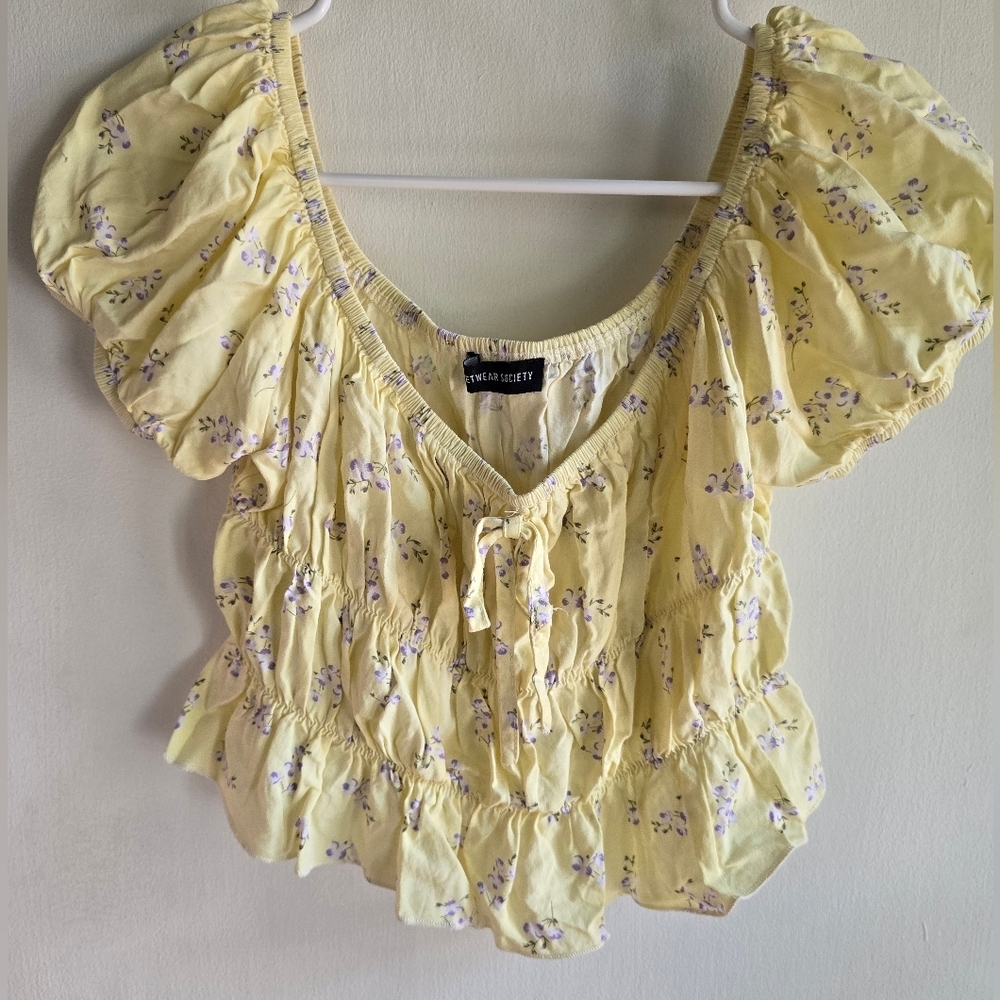 Streerwear Society Yellow Floral Women's Top